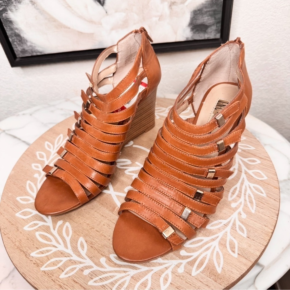 INC International Concepts Women's warm brown,gold details,wedge heel,size 7